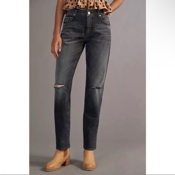 ANTHROPOLOGIE Pilcro Selvedge Low Rise Straight Jeans Black Size 27 NWT - Picture 3 of 6